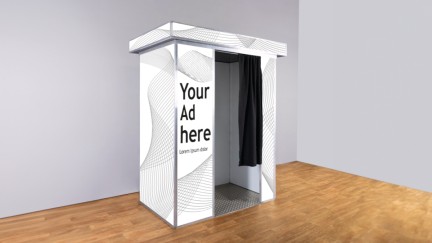 Example of a photobooth on which the company logo can be placed.