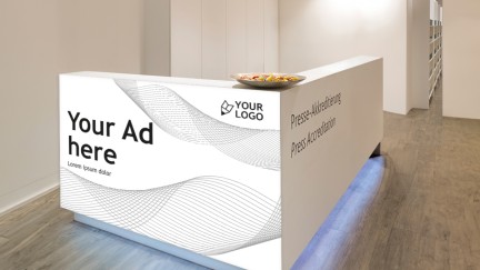 Reception desk in the entrance area of the Press Centre