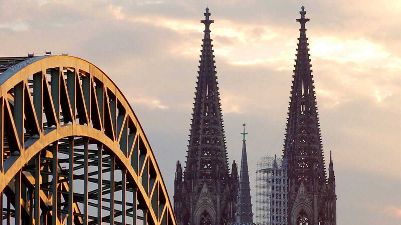 Detail of Hohenzollern Bridge and Cologne Cathedral